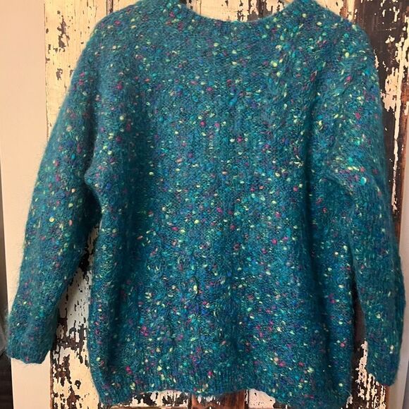 Vintage John Bull Small Mohair Angora Rabbit Pullover Sweater Mock Neck Nordic L - Picture 1 of 8